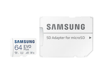 .64GB MicroSD (Class 10). UHS-I (U1)+SD adapter, Samsung EVO Plus "MB-MC64KA" (R:130MB/s)