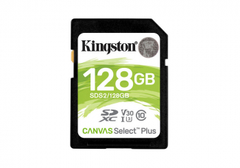 .128GB  SDXC Card (Class 10) UHS-I , U3, Kingston Canvas Select Plus "SDS2/128GB" (R/W:100/85MB/s)