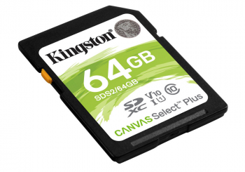 ..64GB  SDXC Card (Class 10) UHS-I , U1, Kingston Canvas Select Plus "SDS2/64GB" (R:100MB/s)