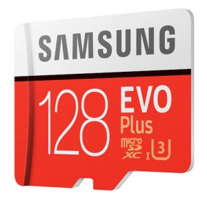 128GB MicroSD (Class 10) UHS-I (U3)+SD adapter, Samsung EVO Plus "MB-MC128KA" (R:130MB/s)