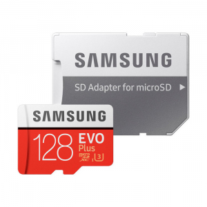 128GB MicroSD (Class 10) UHS-I (U3)+SD adapter, Samsung EVO Plus "MB-MC128HA" (R/W:100/60MB/s)