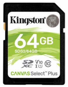 ..64GB  SDXC Card (Class 10) UHS-I , U1, Kingston Canvas Select Plus "SDS2/64GB" (R:100MB/s)