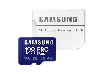 128GB MicroSD (Class 10) UHS-I (U3)+SD adapter, Samsung PRO Plus "MB-MD128KA" (R/W:160/120MB/s)