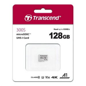 128GB MicroSD (Class 10) UHS-I (U3) ,  Transcend "TS128GUSD300S" (R/W:95/45MB/s)