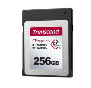 256GB CFexpress 2.0 Type B (PCIe 3.0 x2, NVMe 1.3), Transcend "TS256GCFE820" (R/W: 1700/1300MB/s)