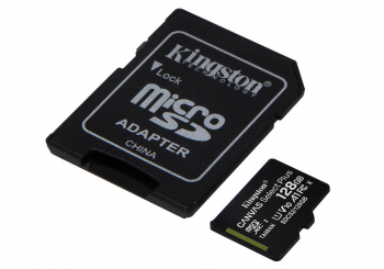 128GB MicroSD (Class 10) UHS-I (U1) +SD adapter, Kingston Canvas Select+ "SDCS2/128GB" (R:100MB/s)