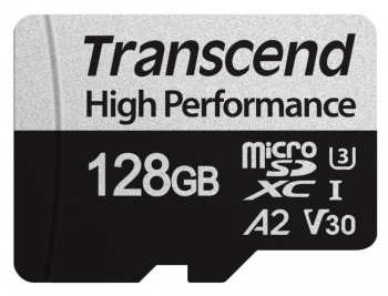 128GB MicroSD (Class 10) UHS-I (U3),+SD adapter, Transcend TS128GUSD340S (V30, A2, R/W:160/125MB/s)