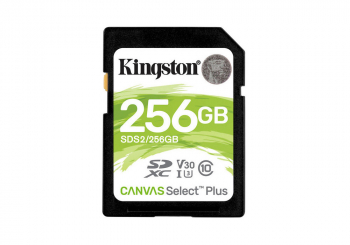 .256GB  SDXC Card (Class 10) UHS-I , U3, Kingston Canvas Select Plus "SDS2/256GB" (R/W:100/85MB/s)