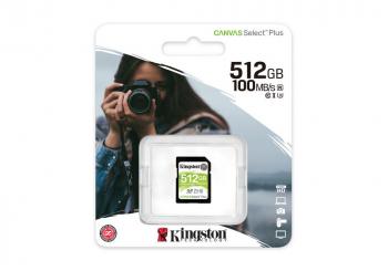 512GB  SDXC Card (Class 10) UHS-I , U3, Kingston Canvas Select Plus "SDS2/512GB" (R/W:100/85MB/s)