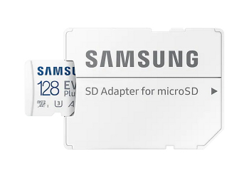 128GB MicroSD (Class 10) UHS-I (U3)+SD adapter, Samsung EVO Plus "MB-MC128KA" (R:130MB/s)