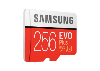 256GB MicroSD (Class 10) UHS-I (U3) +SD adapter, Samsung EVO Plus "MB-MC256HA" (R/W:100/90MB/s)