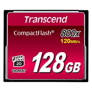 128GB CompactFlash Card,  Hi-Speed  800X, Transcend "TS128GCF800" (R/W: 120/60MB/s)