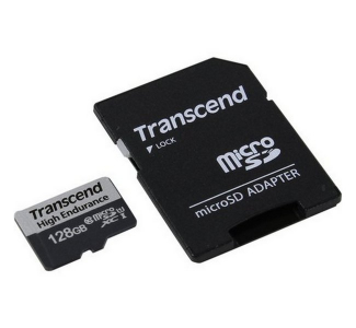 128GB MicroSD (Class 10) UHS-I (U1),+SD adapter, Transcend "TS128GUSD350V" (R/W:95/45MB/s,Endurance)