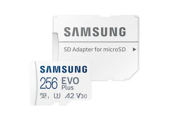 256GB MicroSD (Class 10) UHS-I (U3) +SD adapter, Samsung EVO Plus "MB-MC256KA" (R:130MB/s)