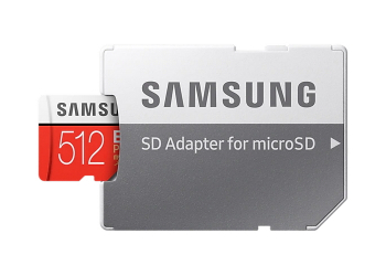 512GB MicroSD (Class 10) UHS-I (U3) +SD adapter, Samsung EVO Plus "MB-MC512HA" (R/W:100/90MB/s)