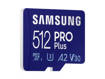 512GB MicroSD (Class 10) UHS-I (U3) +SD adapter, Samsung PRO Plus "MB-MD512KA" (R/W:160/120MB/s)