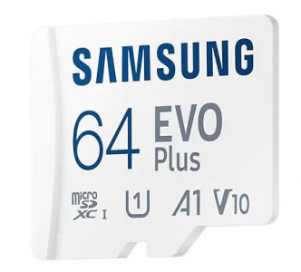 .64GB MicroSD (Class 10). UHS-I (U1)+SD adapter, Samsung EVO Plus "MB-MC64KA" (R:130MB/s)