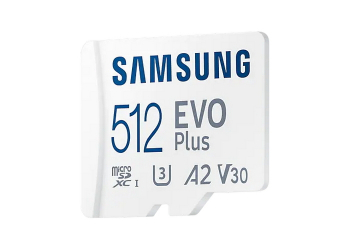 512GB MicroSD (Class 10) UHS-I (U3) +SD adapter, Samsung EVO Plus "MB-MC512KA" (R:130MB/s)