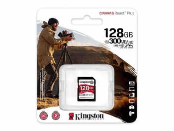 128GB  SDXC Card (Class 10) UHS-II , U3, Kingston Canvas React Plus "SDR2/128GB" (R/W:300/260MB/s)