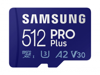 512GB MicroSD (Class 10) UHS-I (U3) +SD adapter, Samsung PRO Plus "MB-MD512KA" (R/W:160/120MB/s)