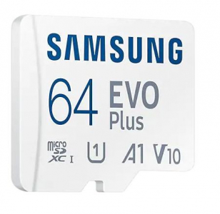 .64GB MicroSD (Class 10). UHS-I (U1)+SD adapter, Samsung EVO Plus "MB-MC64KA" (R:130MB/s)