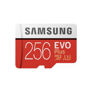 256GB MicroSD (Class 10) UHS-I (U3) +SD adapter, Samsung EVO Plus "MB-MC256HA" (R/W:100/90MB/s)