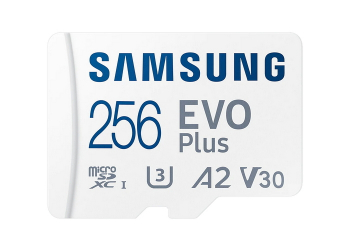 256GB MicroSD (Class 10) UHS-I (U3) +SD adapter, Samsung EVO Plus "MB-MC256KA" (R:130MB/s)