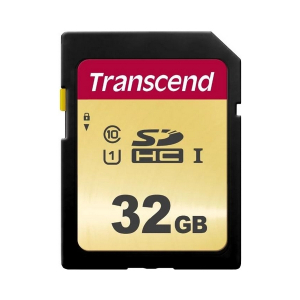 .32GB  SDHC Card (Class 10) UHS-I, U1, Transcend 500S  "TS32GSDC500S" (R/W:95/60MB/s, MLC)