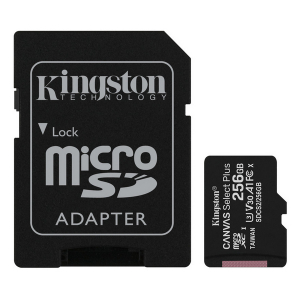 256GB MicroSD (Class 10) UHS-I (U3) +SD adapter, Kingston Canvas Select+ "SDCS2/256GB" (100/85MB/s)