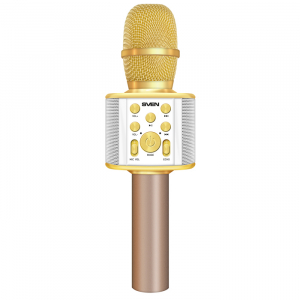 Karaoke Microphone  SVEN "MK-950", White/Gold, Bluetooth, 6w, microSD, 1200mAh