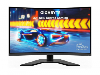 31.5" GIGABYTE G32QC A , Black, Curved-VA, 2560x1440, 165Hz, FreeSync,1ms MPRT,350cd,HDR,HDMI+DP+USB