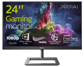 23.8" PHILIPS 242E1GAJ, Black, VA, 1920x1080, 144Hz, AdaptiveSync, 1ms MPRT, 350cd,HDMI+DP+Aux,Spkrs