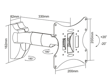 Wall Mount Reflecta FLEXO 40-200B, Black, 23''-42'', Tilt/Swivel, VESA up to 200x200, max.30 kg