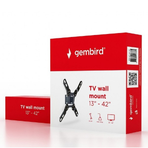 Wall Mount  Gembird "WM-42T-01" Black 12"-42", max.10kg, VESA:up200 x 200, Wall distance: 40mm, +15°