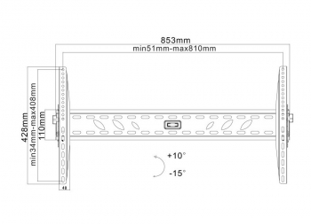 Wall Mount Reflecta PLANO SLIM 63-8040T, Black 37"-70" Fixed/Tilt, VESA up to 800x400, max.75kg 