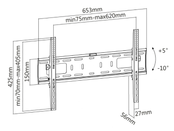 Wall Mount Reflecta PLANO Flat 70-6040T, Black, 37''-70'', Fixed, VESA up to 600x400, max.50 kg