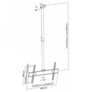 Ceiling Mount Reflecta PALLAS L, Black, 32"-55", Tilt, VESA up 400x400, max.50kg.