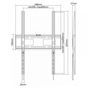 Wall Mount Reflecta PLANO Portrait 70-4060" Black, 37"-75", Fixed, VESA up to 600x400, max.75kg.