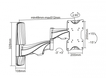 Wall Mount Reflecta Plano Slim 37-2020T, Black 23"-42", max.30kg