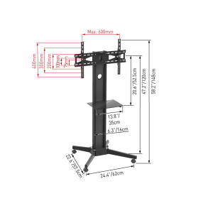 TV Mount Stand Barkan ''SW401'' Black 13"-90" Fixed, max.40kg, VESA mm: up to 600x400mm