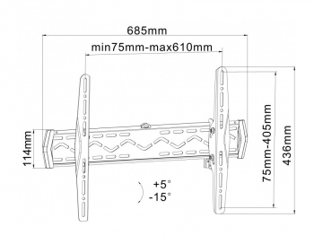 Wall Mount Reflecta PLANO SLIM 60-6040T, Black 37"-70", Fixed, VESA up to 600x400, max.50kg