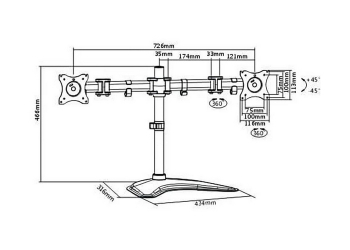 Table/desk stand for 2 monitors ITech MBS-12M, 13"-27 ", 75x75, 100x100, up to 8kg