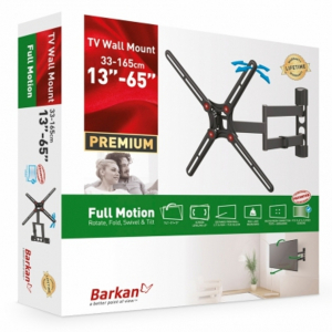 Wall Mount Barkan ''BM343'' Black 13"-65" Full Motion, max.40kg, VESA mm: up to 400x400mm