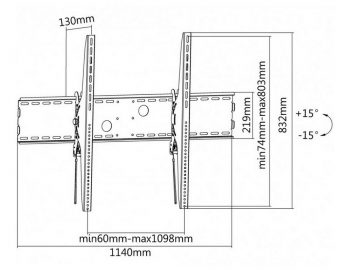 Wall Mount Reflecta PLANO Flat 100-10080" Black 60"-100", VESA up to 1000x800, max.100kg, 