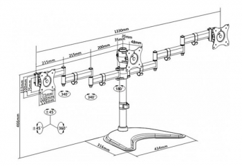 Table/desk stand for 3 monitors ITech MBS-13M, 13"-27 ", 75x75, 100x100, up to 8kg