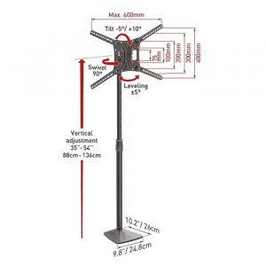 TV floor stand Barkan ''FS420'' Black 13"-83" Fixed, max.50kg, VESA mm: up to 600x400mm