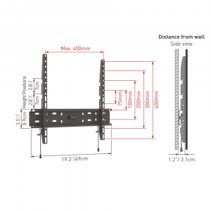 Wall Mount Barkan ''E30'' Black 19" - 65" Fixed, max.50kg, VESA mm: up to 400x400mm