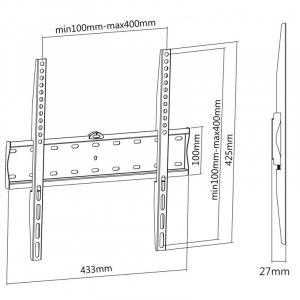 Wall Mount Reflecta PLANO SLIM 55-4040, Black 32"-55", Fixed, VESA up to 400x400, max.40kg