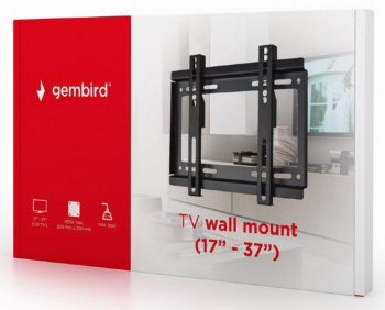 Wall Mount  Gembird "WM-37F-01" Black 17"-37", max.25kg, VESA mm: up 200 x 200, Wall distance: 24mm