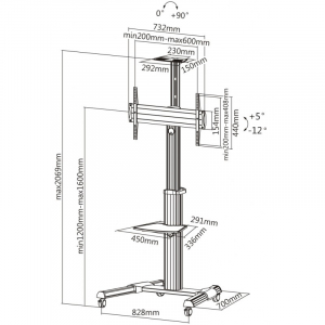 TV Mount Stand Reflecta 70VC-Shelf; 37-70" Silver, Fixed, VESA up to 600x400; max.50kg